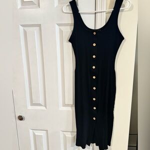 Black Button-Down Sleeveless Dress